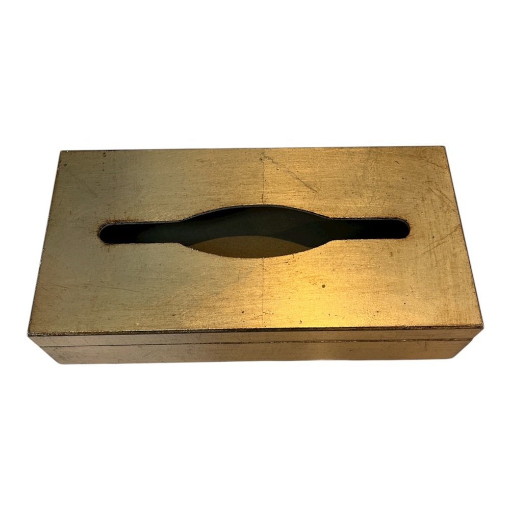 Labrazel Gold Rectangle Gilded Wood Hinged Florentine Tissue Box Cover